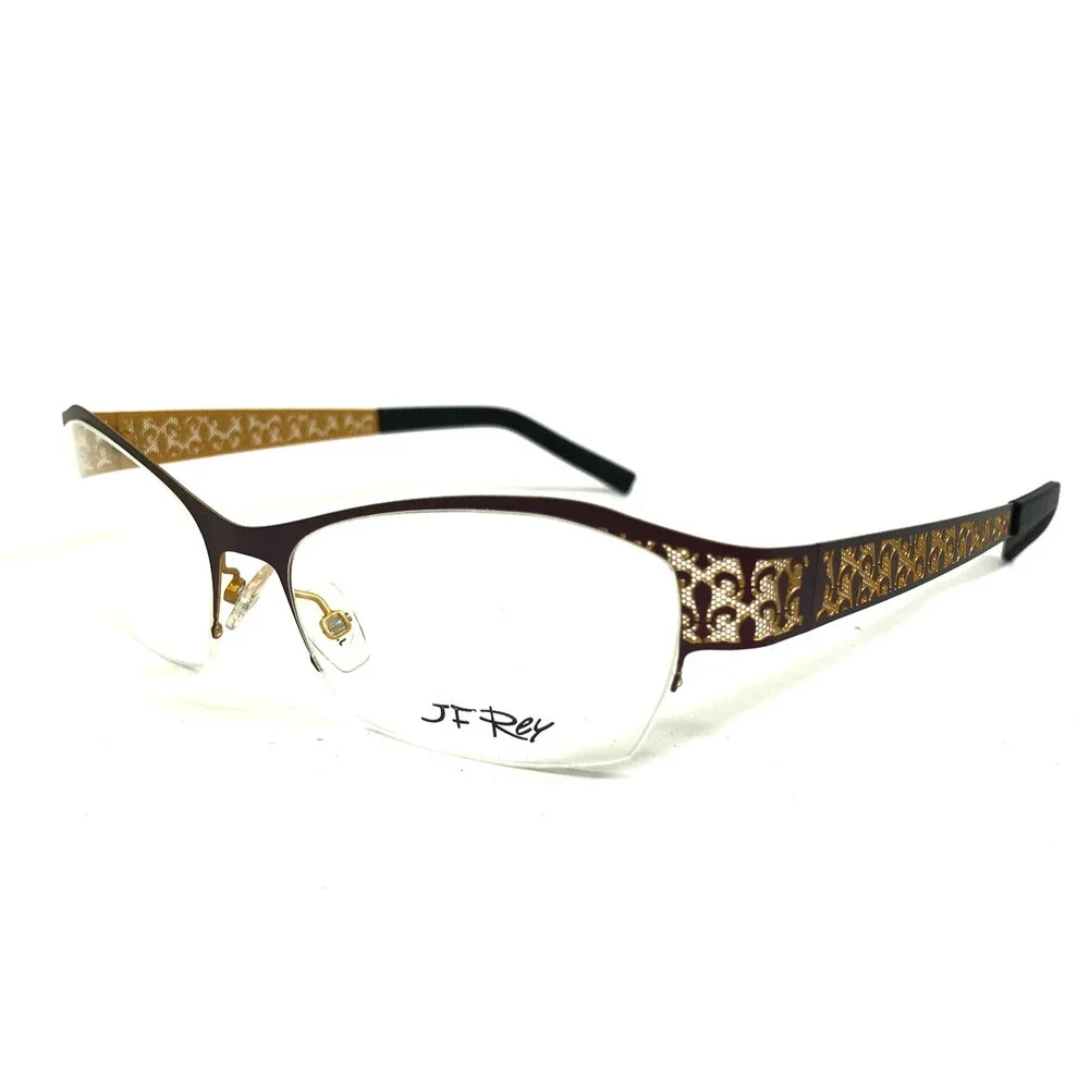 J.F. Rey Eyeglasses Frames JF2558 7550 Purple Gold Fleur De Lis 52-16-132